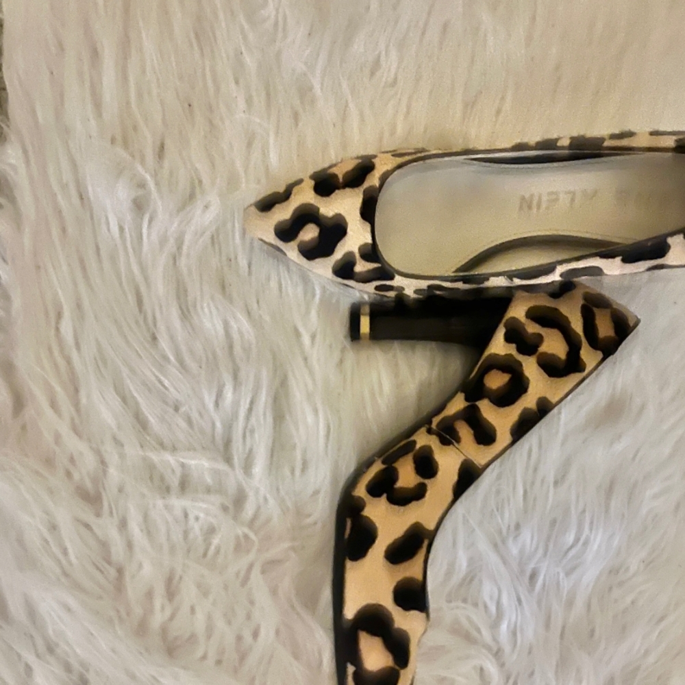 Anne Klein Brown and Black Heels with Leopard Print